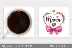 Mother's Day Coaster Design. Flowers Coaster Sublimation Product Image 1