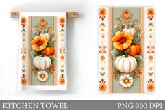 Fall Pumpkin Kitchen Towel. Fall Kitchen Towel Sublimation Product Image 1