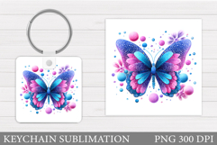Butterflies Keychain Design. Butterfly Keychain Sublimation Product Image 1