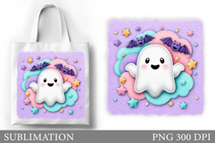 Cute Ghost Tote Bag Design. Cute Halloween Sublimation Product Image 1