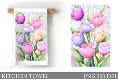 Tulips Kitchen Towel Design. Flowers Kitchen Towel Product Image 1