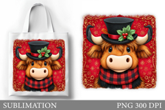 Highland Cow Tote Bag. Christmas Tote Bag Sublimation Product Image 1