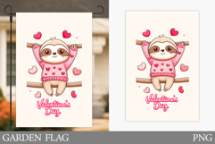 Valentines Sloth Garden Flag. Valentines Garden Flag Design Product Image 1