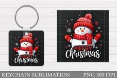 Cute Snowman Keychain Sublimation. Christmas Keychain Design Product Image 1