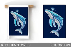 Whale Kitchen Towel Design. Whale Sublimation Product Image 1