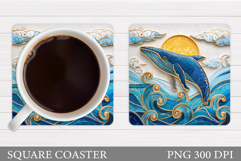 Whale Coaster Design. Whale Sublimation Product Image 1