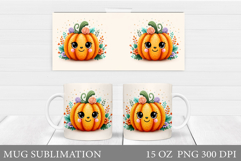 Cute Pumpkin Mug Design. Pumpkin Mug Sublimation Product Image 1