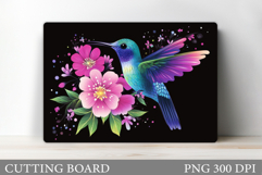 Hummingbird Cutting Board. Flowers Kitchen Cutting Board Product Image 1