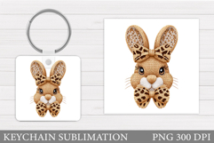 Cute Bunny Keychain Design. Cute Bunny Sublimation Product Image 1