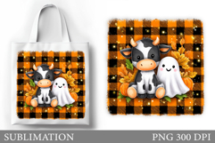 Halloween Cow Tote Bag Design. Ghost Tote Bag Sublimation Product Image 1