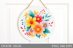 Floral Door Sign Sublimation. Flowers Door Sign Design Product Image 1