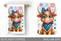 Patriotic Cow Kitchen Towel. Patriotic Kitchen Towel Design Product Image 1