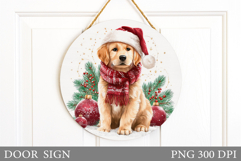 Christmas Dog Door Sign. Christmas Door Sign Sublimation Product Image 1