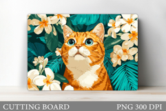 Cute Cat Cutting Board. Cat Flowers Cutting Board Design Product Image 1