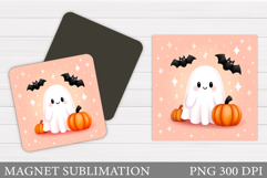 Cute Ghost Magnet Design. Halloween Magnet Sublimation Product Image 1
