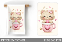 Valentines Cat Kitchen Towel. Valentines Kitchen Towel Product Image 1