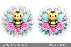 Bee Wind Spinner Sublimation. Flowers Wind Spinner Design Product Image 1