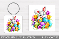 Easter Bunny Keychain Design. Easter Keychain Sublimation Product Image 1