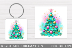 Christmas Tree Keychain. Christmas Keychain Sublimation Product Image 1