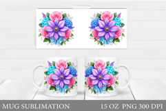 Floral Mug Wrap Design. Flowers Mug Sublimation Product Image 1