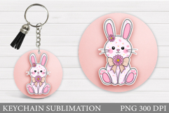 Cute Bunny Keychain Design. Cute Bunny Sublimation Product Image 1