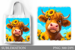 Cute Cow Tote Bag Design. Cute Cow Sublimation Product Image 1