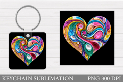 Heart Keychain Sublimation. Valentine Keychain Design Product Image 1
