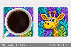 Cute Giraffe Coaster Design. Cute Giraffe Sublimation Product Image 1
