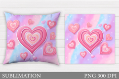 Hearts Pillow Design. Valentines Pillow Sublimation Product Image 1