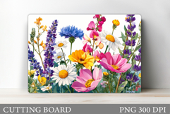 Wildflowers Cutting Board. Flowers Cutting Board Sublimation Product Image 1