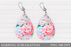 Peony Earring Design. Floral Earring Sublimation Product Image 1
