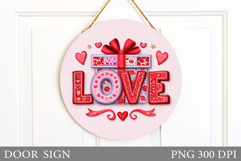 Valentines Door Sign Sublimation. Love Door Sign Design Product Image 1