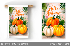 Fall Pumpkin Kitchen Towel. Fall Kitchen Towel Sublimation Product Image 1