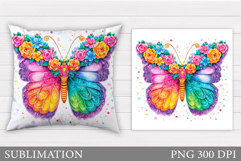 Floral Butterfly Pillow Design. Butterfly Sublimation Product Image 1