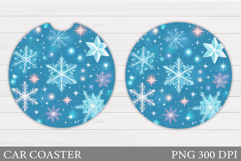 Snowflakes Car Coaster Design. Snowflakes Round Coaster Product Image 1