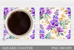 Flowers Coaster Sublimation. Floral Coaster Design Product Image 1