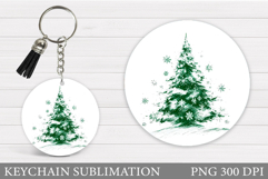 Christmas Tree Keychain Sublimation. Winter Keychain Design Product Image 1