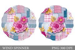 Flowers Wind Spinner Design. Floral Wind Spinner Sublimation Product Image 1
