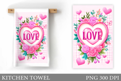 Love Kitchen Towel Sublimation. Valentines Kitchen Towel Product Image 1