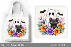 Ghost Tote Bag Sublimation. Halloween Tote Bag Design Product Image 1