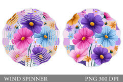 Flowers Wind Spinner Design. Floral Wind Spinner Sublimation Product Image 1