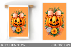 Halloween Pumpkin Kitchen Towel. Halloween Sublimation Product Image 1