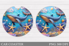 Whale Car Coaster Design. Whale Sublimation Product Image 1