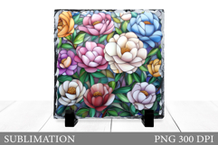 Flowers Square Sublimation. Wildflowers Slate Design Product Image 1