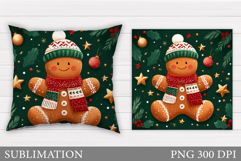 Gingerbread Pillow Design. Christmas Pillow Sublimation Product Image 1