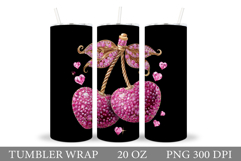 Heart Cherry Tumbler. Valentines Tumbler Sublimation Product Image 1