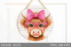 Cute Cow Door Sign Design. Cow Round Sign Sublimation Product Image 1