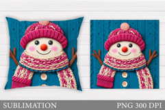 Crochet Snowman Pillow. Christmas Pillow Design Product Image 1