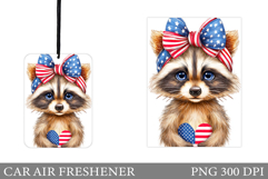 Patriotic Raccoon Car Air Freshener. Patriotic Sublimation Product Image 1