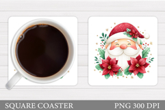 Cute Santa Coaster Sublimation. Santa Claus Coaster Design Product Image 1